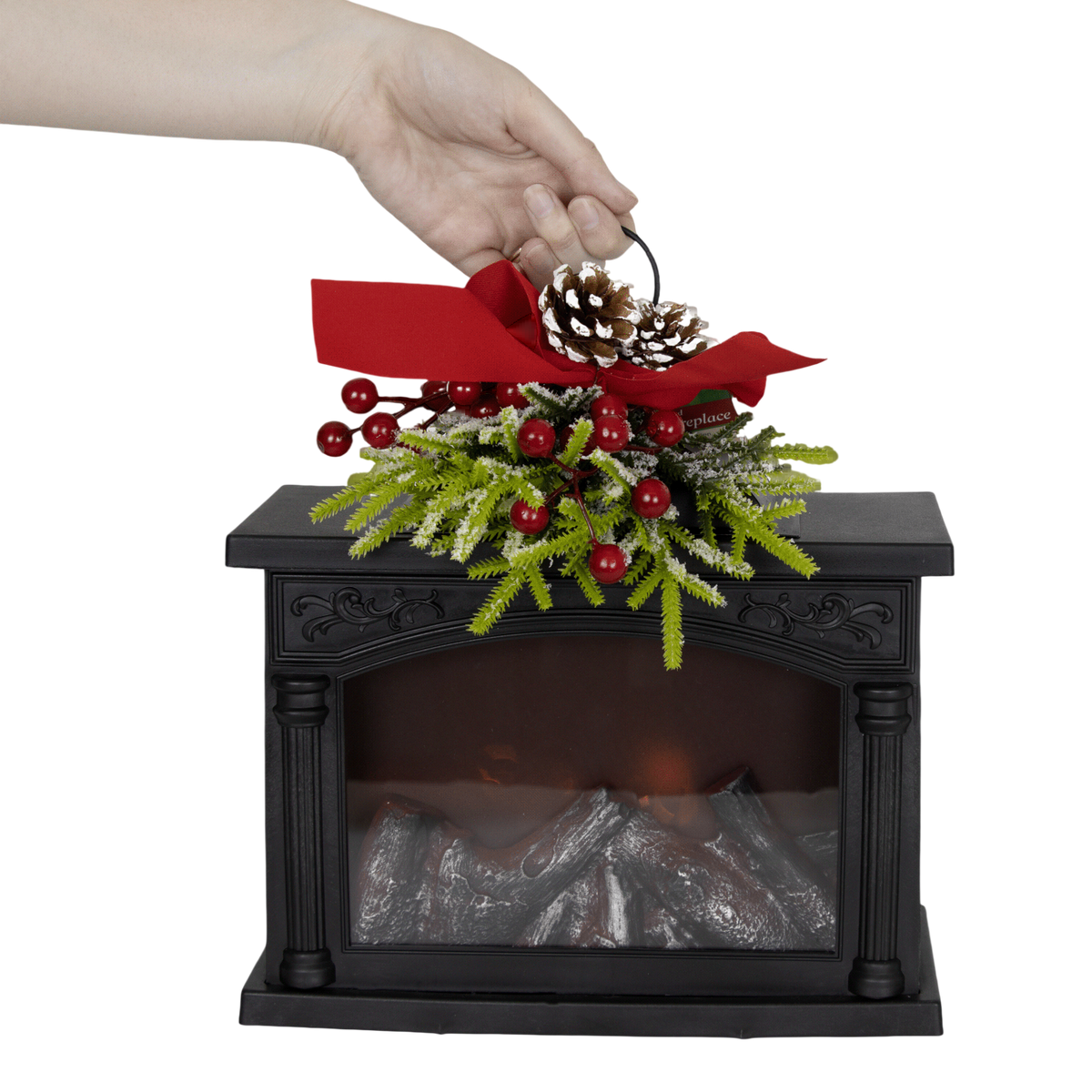 Gerson International 11" Fireplace w/Greenery Decoration