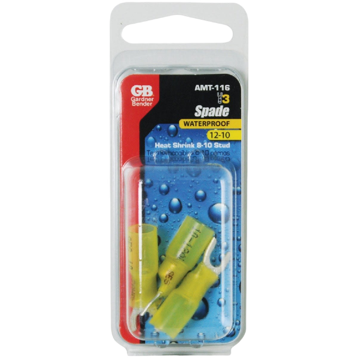 Pack of three yellow insulated spade terminals with heat shrink for electrical use under $25 in home improvement tools