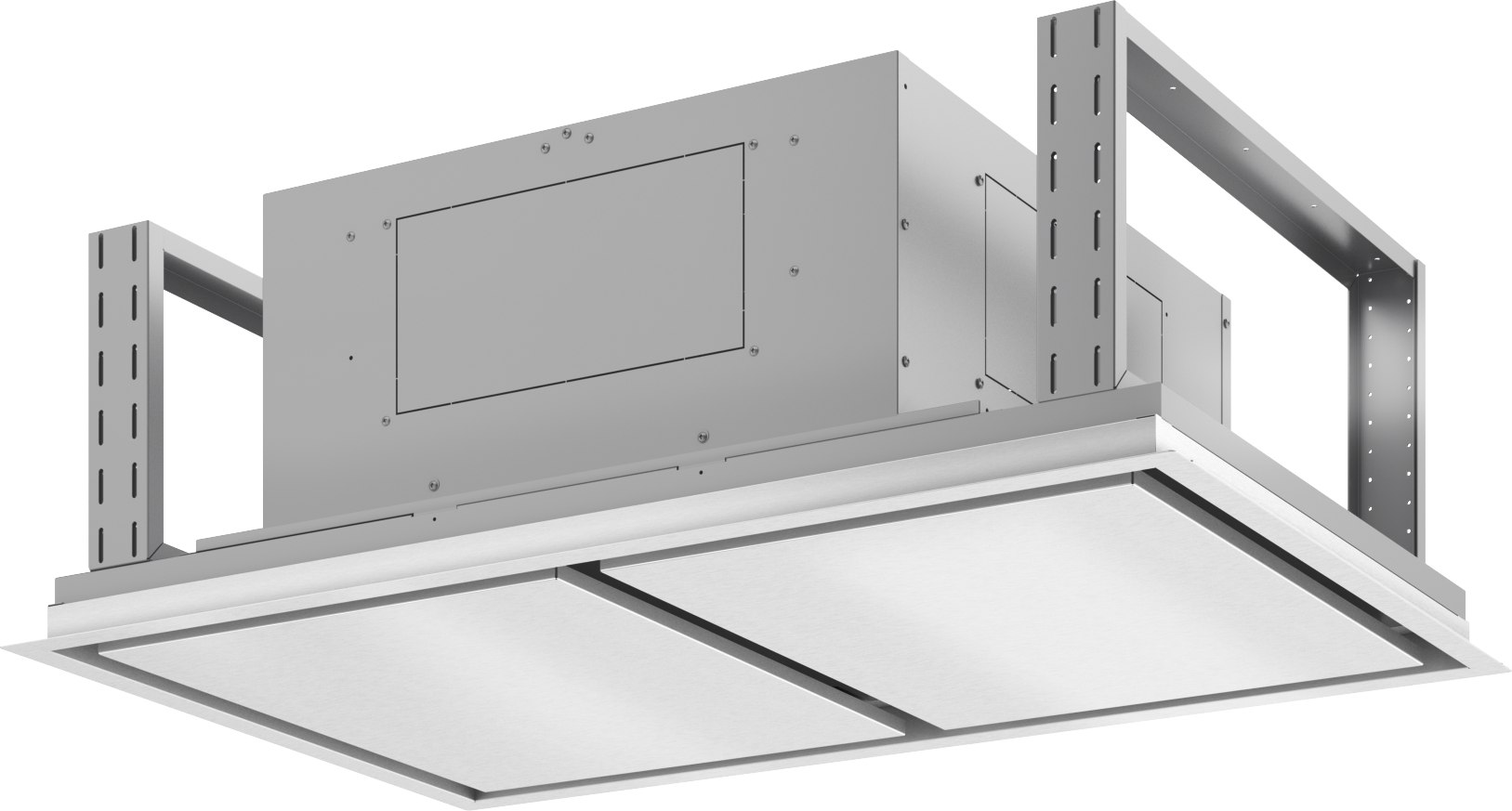 Recessed island range hood body with metal frame and vent panel in Kitchen & Kitchenware and Appliances collections