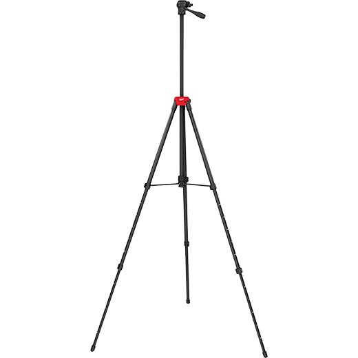 72-inch black and red tripod with adjustable legs designed for laser tools in home improvement projects