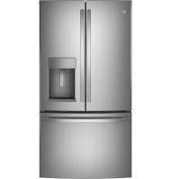 Fingerprint resistant stainless steel French-door refrigerator with bottom freezer for kitchen and home appliances collections