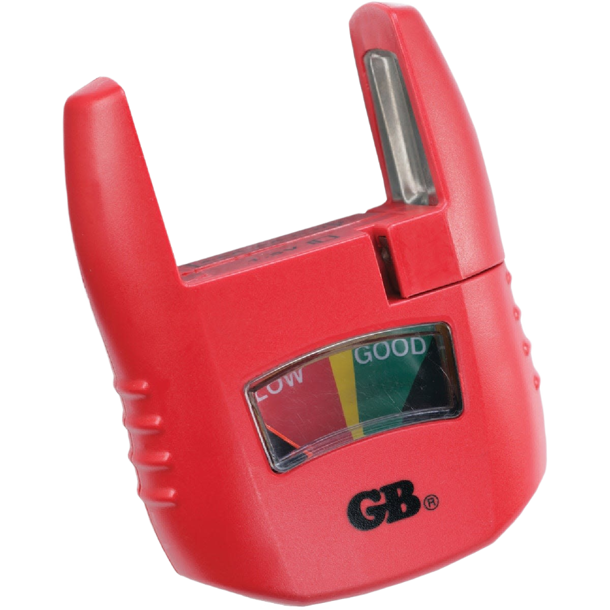 Compact red battery tester with easy-to-read gauge for home improvement and woodworking hand tools under $50 collection