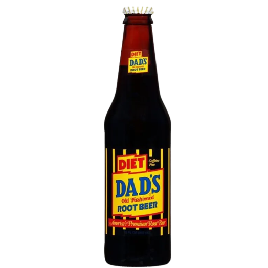 Glass bottle of Dad's Diet Root Beer showcasing the classic label in the food and beverage drinks collection