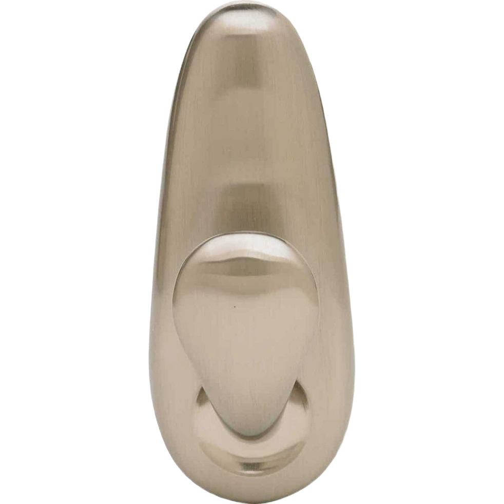 Large brushed nickel adhesive hook with sleek design for damage-free hanging in hardware and fasteners collections under $50
