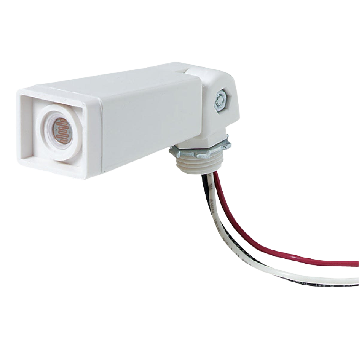 White hard wire floodlight photocell control with swivel mount for outdoor electrical and home improvement use under $50