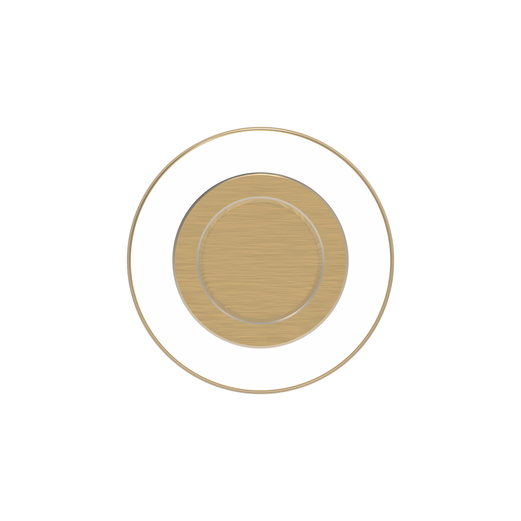 Clear acrylic cabinet knob with brushed golden brass center, ideal for furniture hardware and home improvement collections under $50