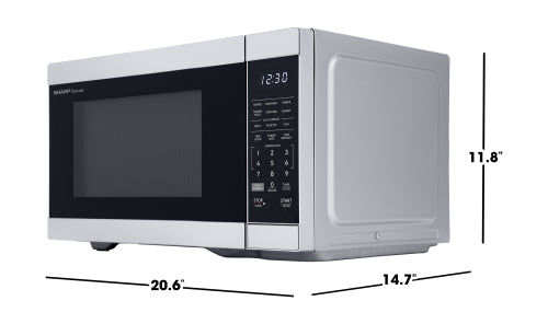 Silver smart countertop microwave oven with digital control panel and compact design for kitchen appliances collection