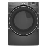 Dark gray front load gas dryer with digital display and control knob from Dryers and Appliances collections