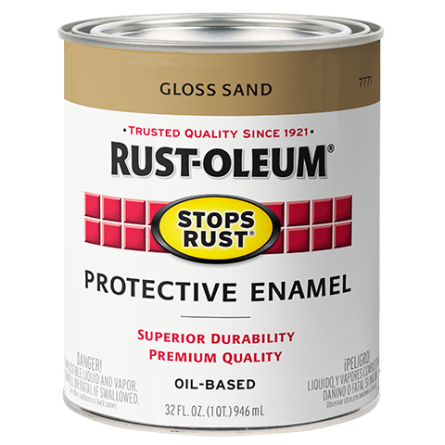 Rust-Oleum Stops Rust Glossy Sand Protective Enamel Brush-On Paint, 1 Qt.