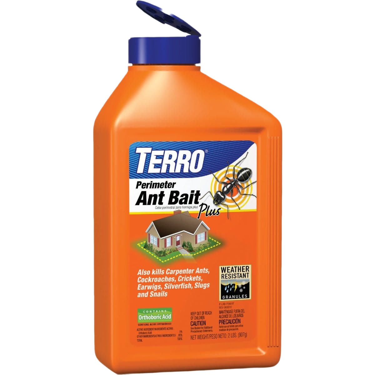 Orange container of weather-resistant granules for perimeter ant and pest control in lawn and garden projects under $50