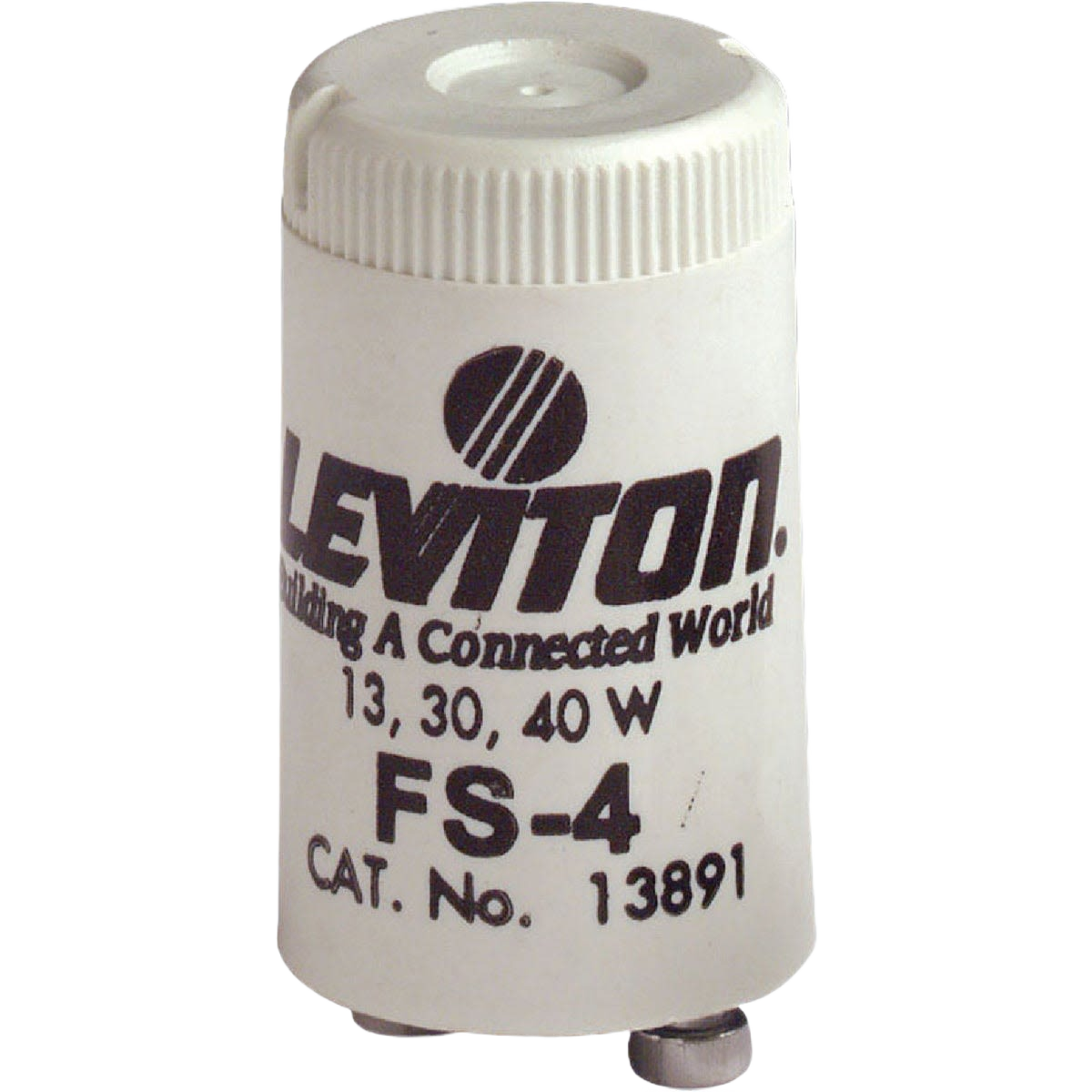 White cylindrical fluorescent starter with black text, suitable for lighting and electrical home improvement projects under $50 collections