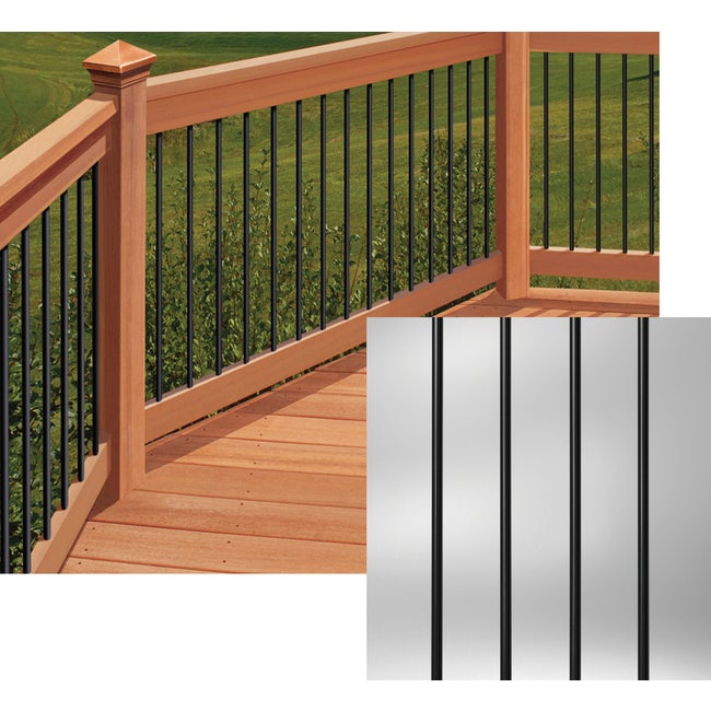 26 in. Black Round Aluminum Baluster (10-Pack)