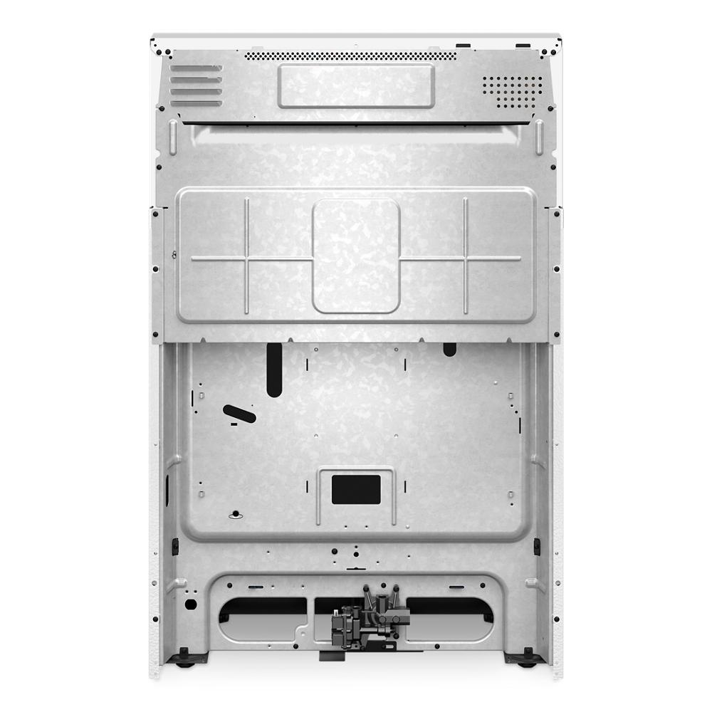 Rear view of steel frame and internal components of a 30-inch gas range from Ranges & Cooktops collection