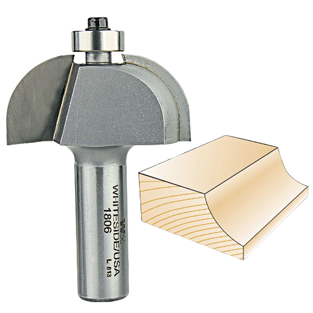 Carbide-tipped cove router bit with double flute design for smooth cuts in woodworking and tool accessories collections