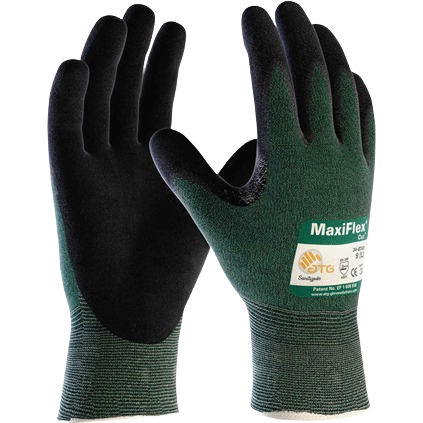 Large men's green and black nitrile coated gloves for safety and work gloves in hardware and PPE collections