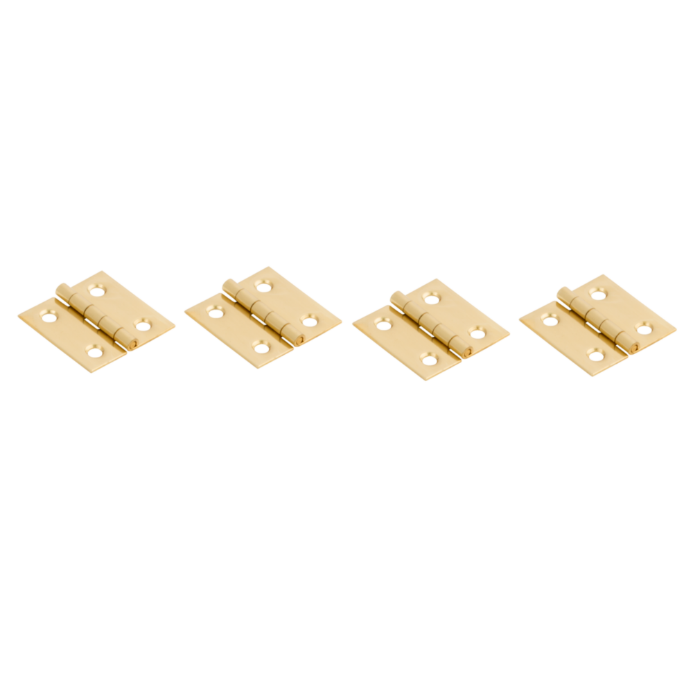 Four solid brass medium decorative hinges with six mounting holes each for home improvement projects under $50