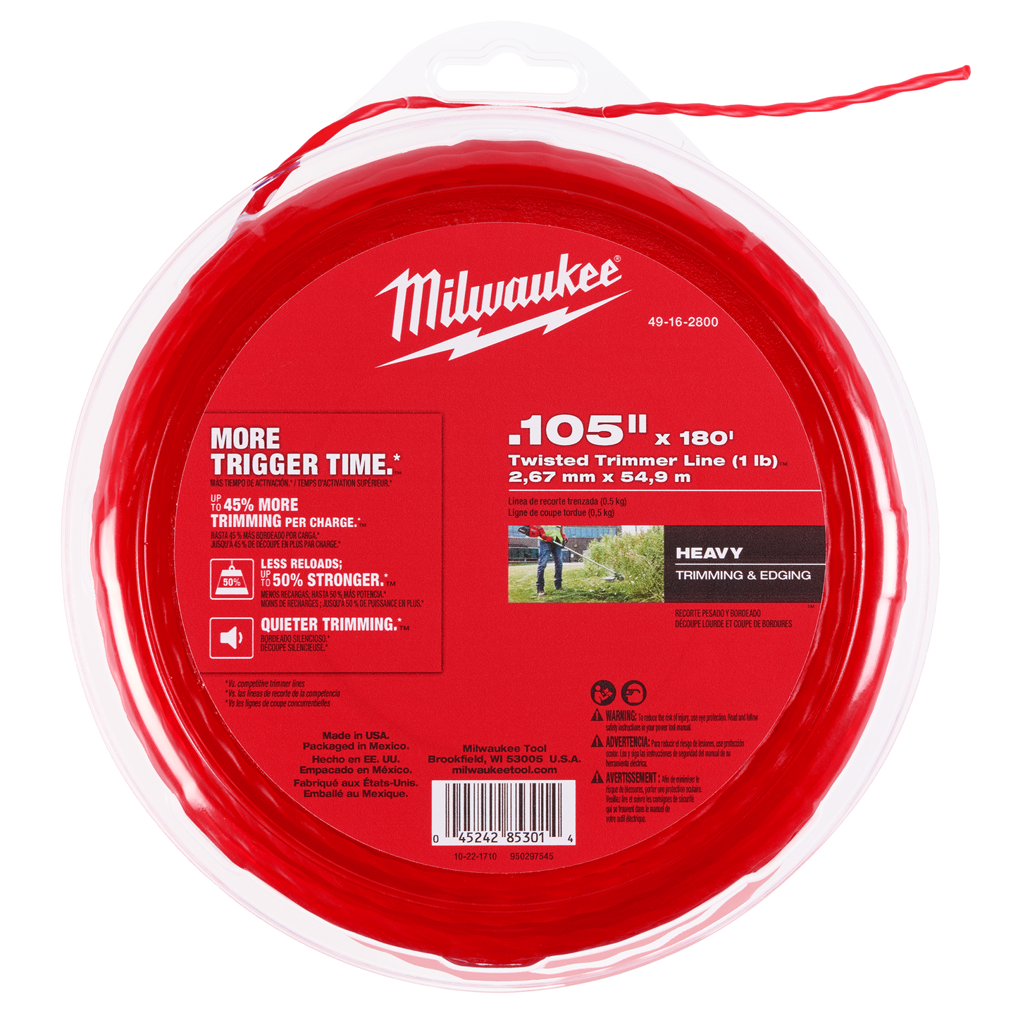 Red twisted trimmer line designed for heavy trimming and edging with durable performance for tools and home improvement tasks
