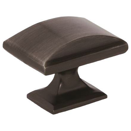 Gunmetal finish cabinet knob with broad face and traditional feet for hardware and furniture accessories collections