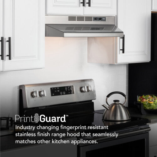 Under cabinet stainless steel range hood with fingerprint-resistant finish from Range Hoods and Kitchen & Kitchenware collections