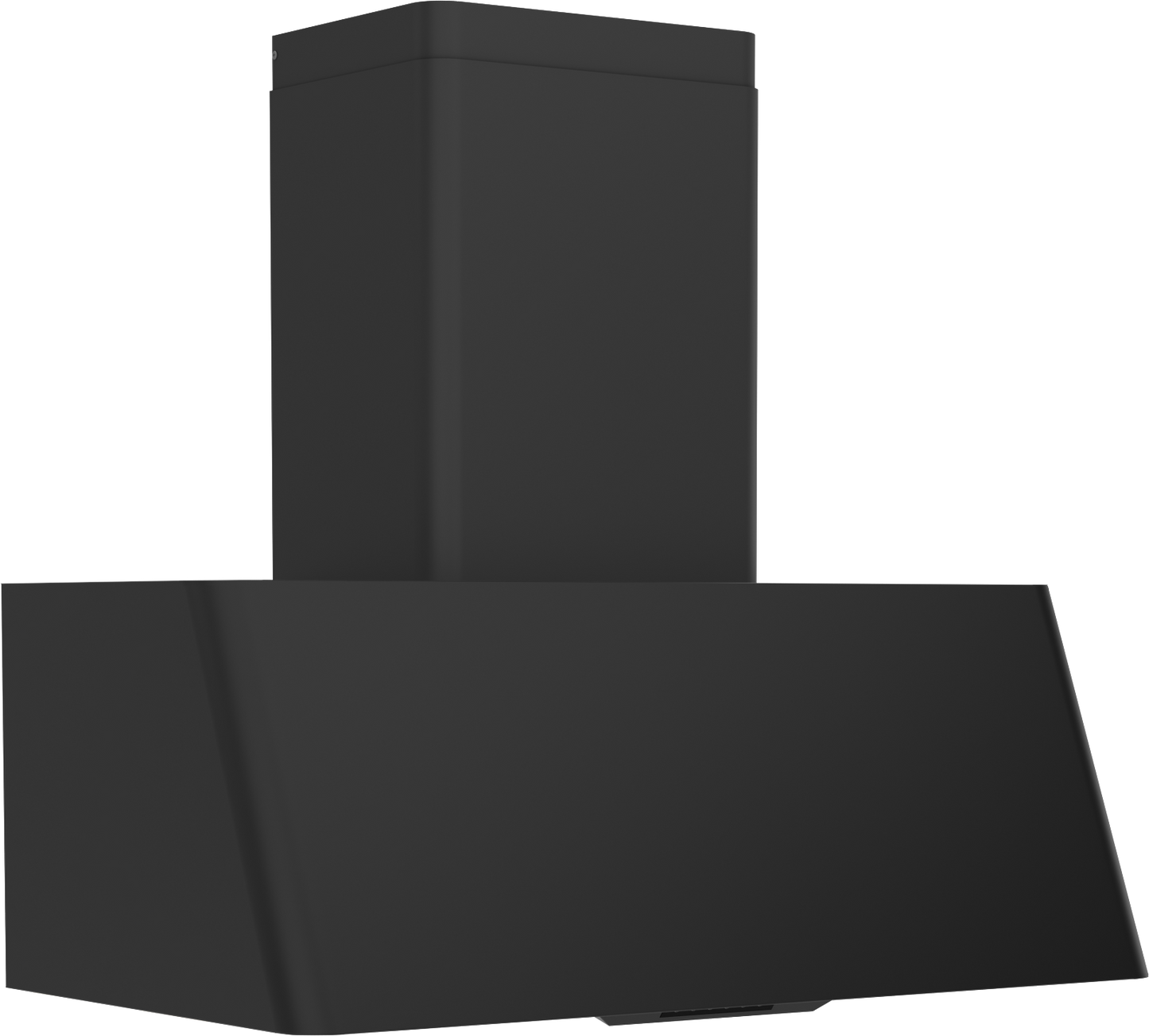 Sleek black modern wall hood with clean lines designed for kitchen ventilation and home improvement projects