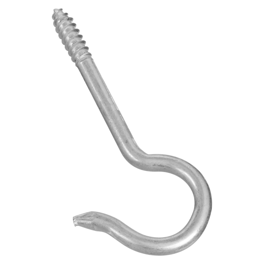Zinc-finished steel ceiling hook with threaded screw end for versatile hanging in home improvement and hardware projects under $50