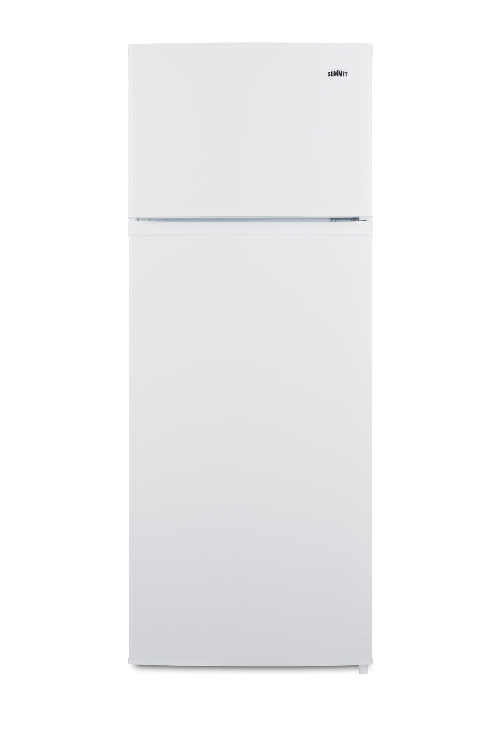 Slim white refrigerator-freezer with top freezer door designed for compact kitchen and appliance collections