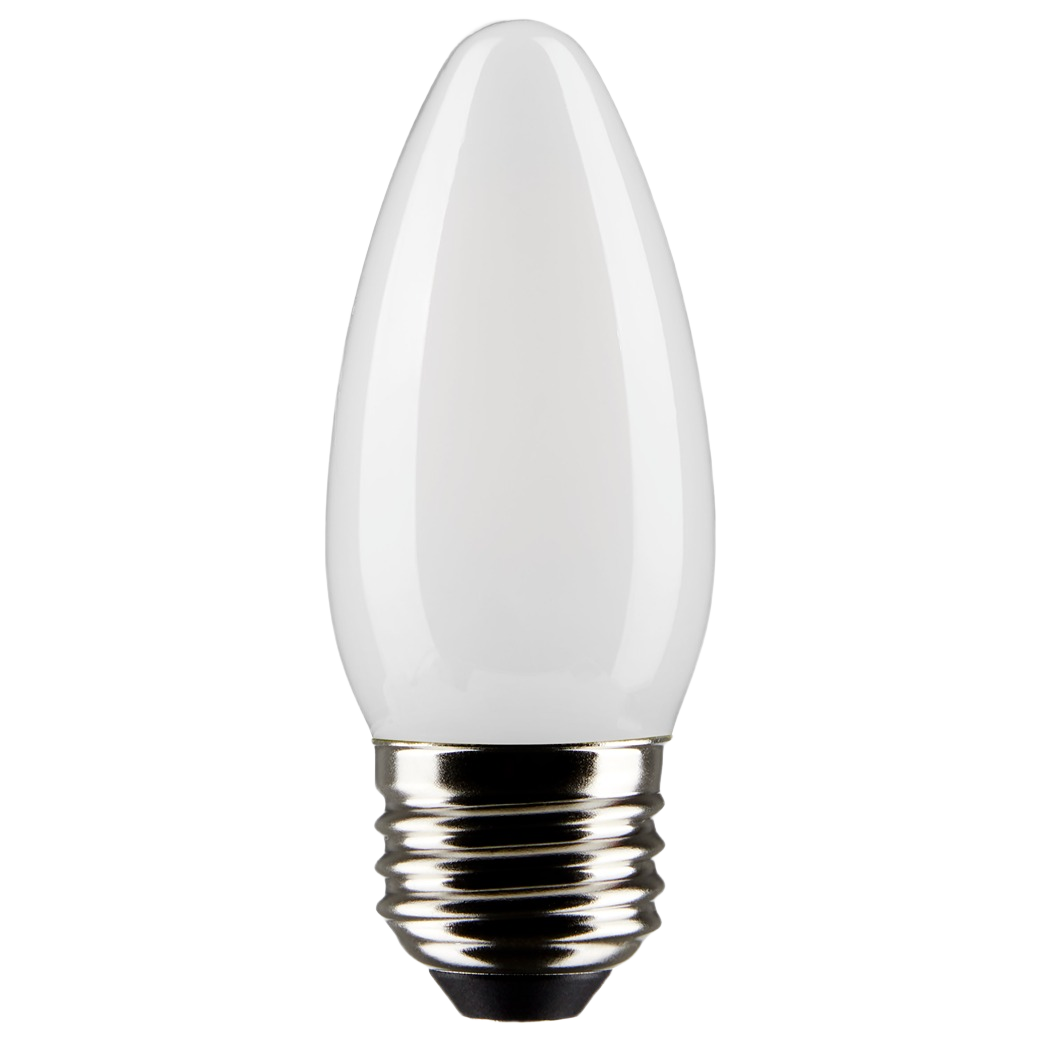 Frosted B11 LED light bulb with medium base, energy-efficient decorative lighting for home improvement projects