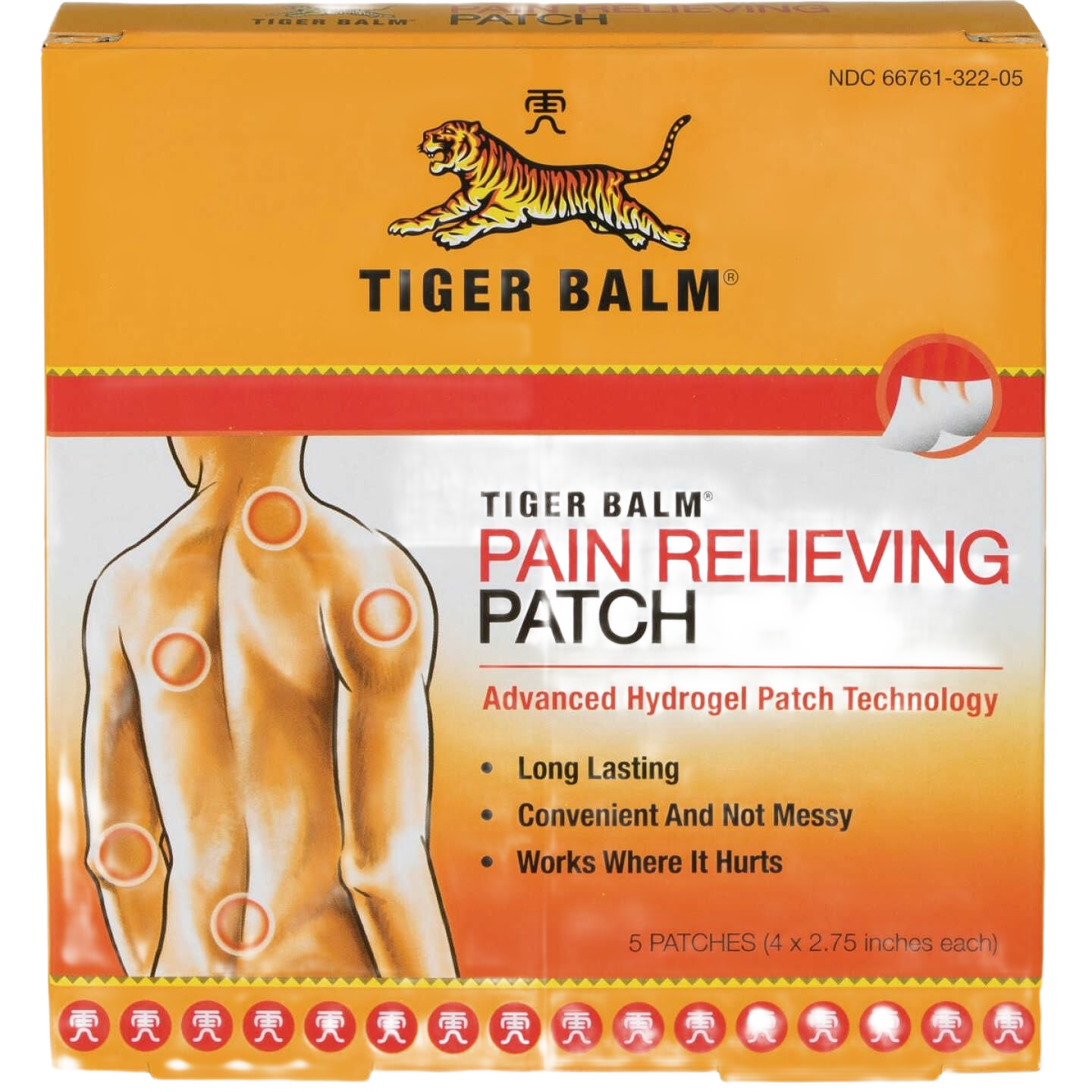 Box of five Tiger Balm hydrogel patches for muscle and joint relief in Health & Beauty and Under $50 collections