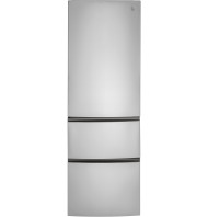 modern stainless steel bottom-freezer refrigerator with three compartments for kitchen and home appliances