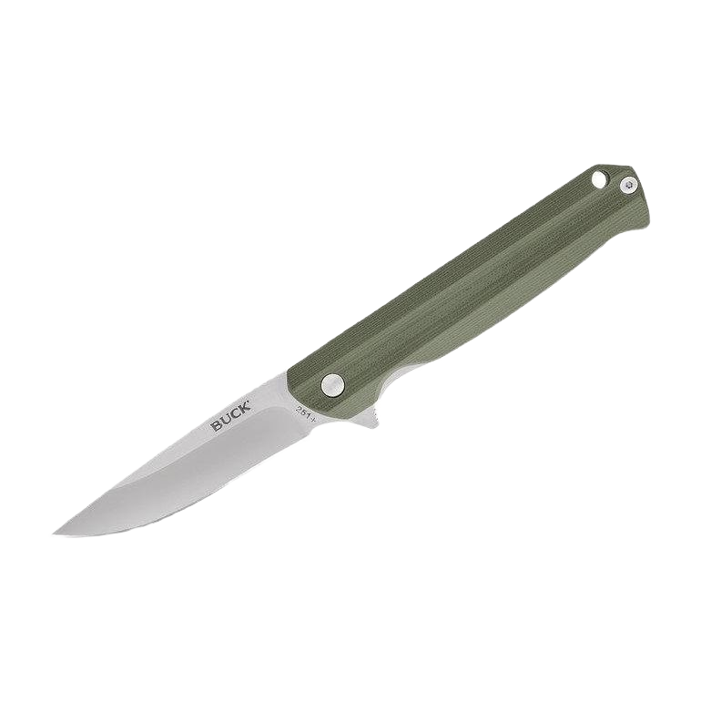 Folding knife with stainless steel blade and green textured handle designed for tools and home improvement use