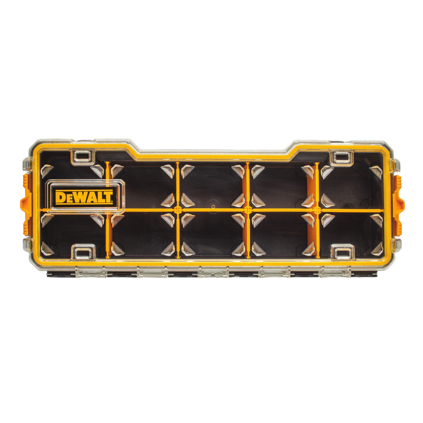 Compact organizer box with 10 adjustable compartments for small parts storage in workshop and toolboxes