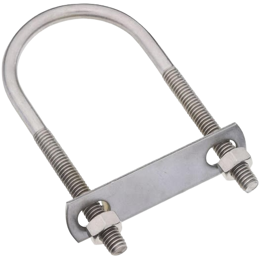Stainless steel round U bolt with nuts and plate, part of Hardware and Fasteners under $50 collection for home improvement tools