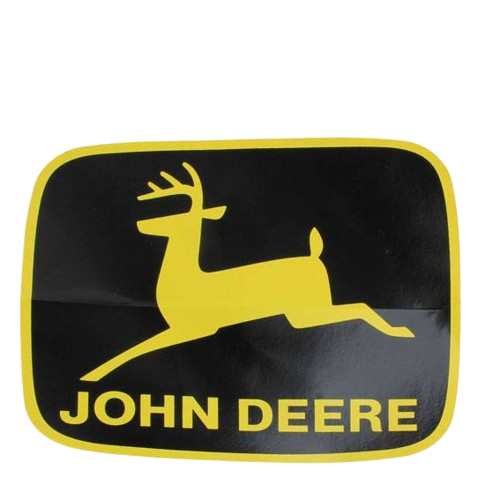 Yellow and black John Deere leaping deer label decal for parts and lubricants under $50 collections