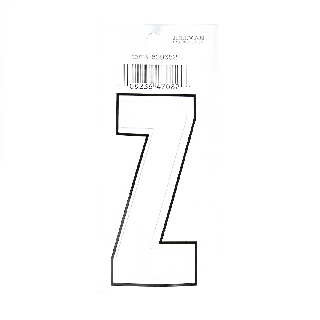 White matte die cut vinyl sticker in the shape of a thin letter Z for home improvement under $25 collection