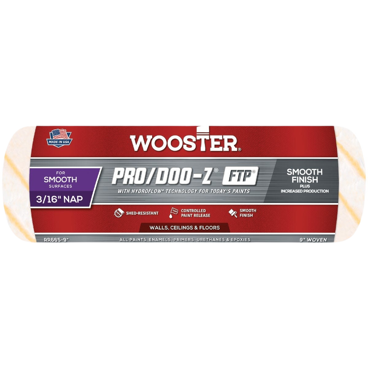 Wooster smooth finish woven fabric paint roller cover with 3/16 inch nap for walls and ceilings under $50 collection