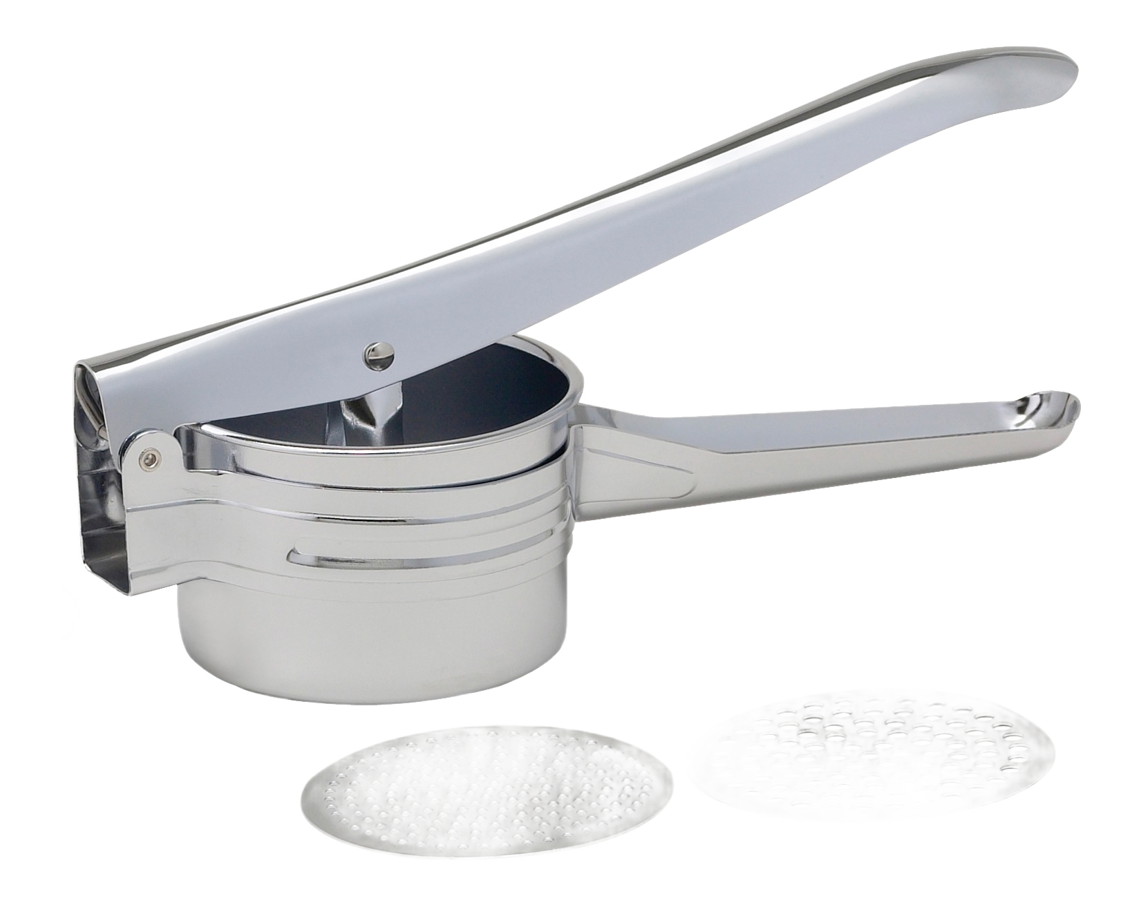 Stainless steel potato ricer with two interchangeable blades for kitchenware and kitchen gadgets under $50 collections