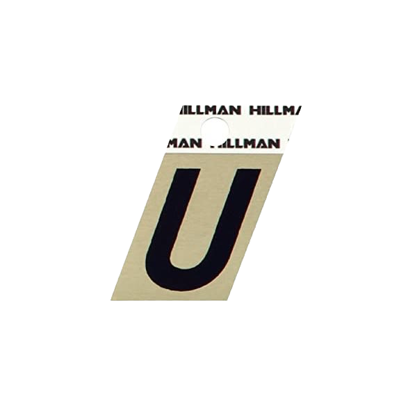 Hillman 1-1/2 in. Black & Gold Aluminum Angle Cut Sticker Letter U