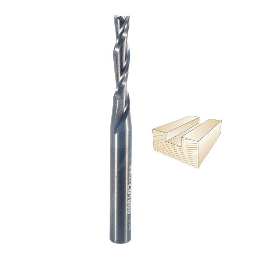 Left-hand spiral downcut bit for clean woodworking grooves in power tool accessories and drill bits collections