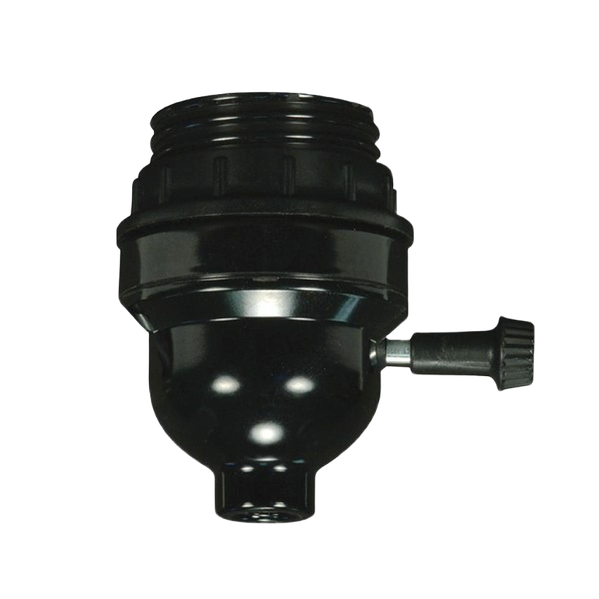 Black on/off socket with uno thread base for lamp parts and electrical home improvement projects