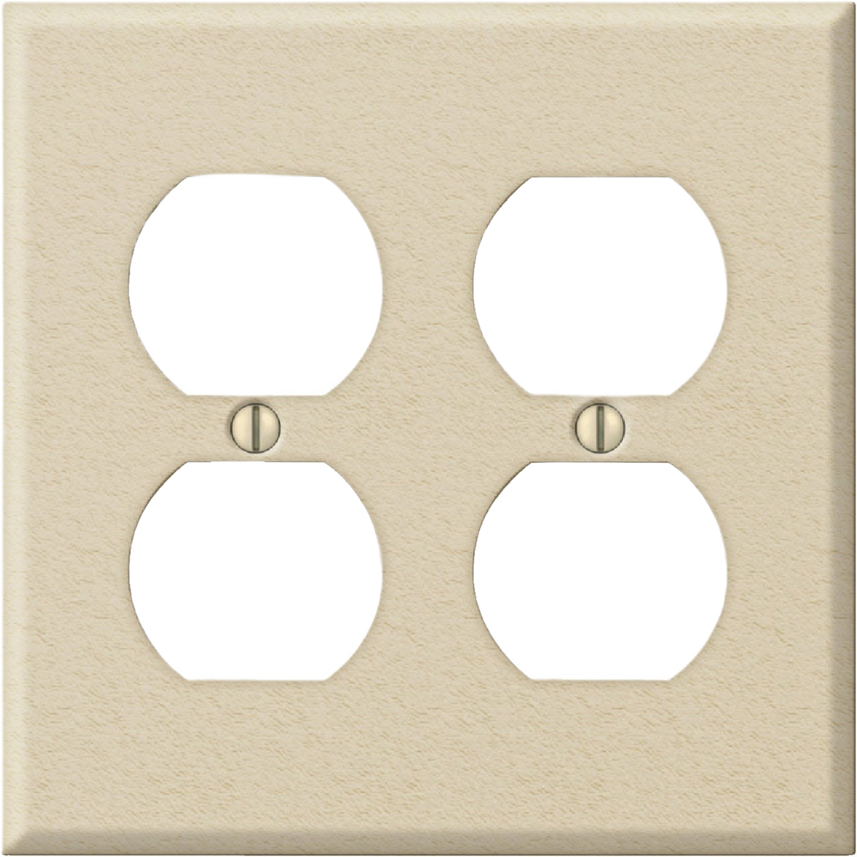 Ivory wrinkle finish steel wall plate for dual electrical outlets designed for home improvement use