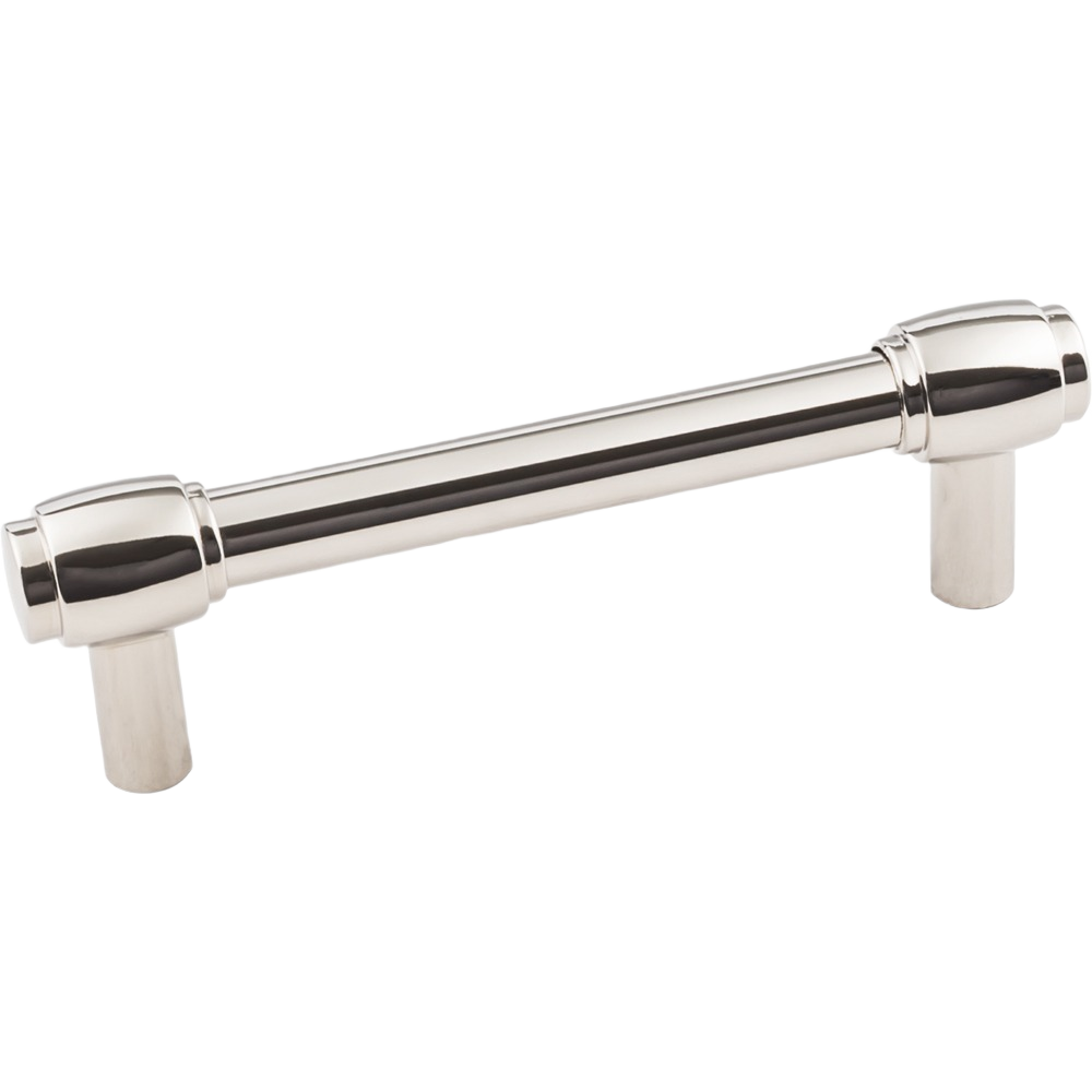 Polished nickel 96mm bar pull for cabinets offering a modern hardware solution in furniture accessories under $50.