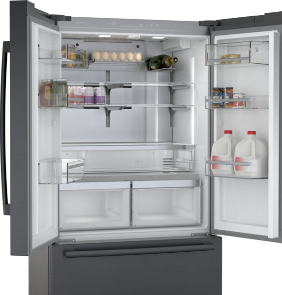 800 Series, French Door Bottom Mount Refrigerator, 36'', Black Stainless Steel