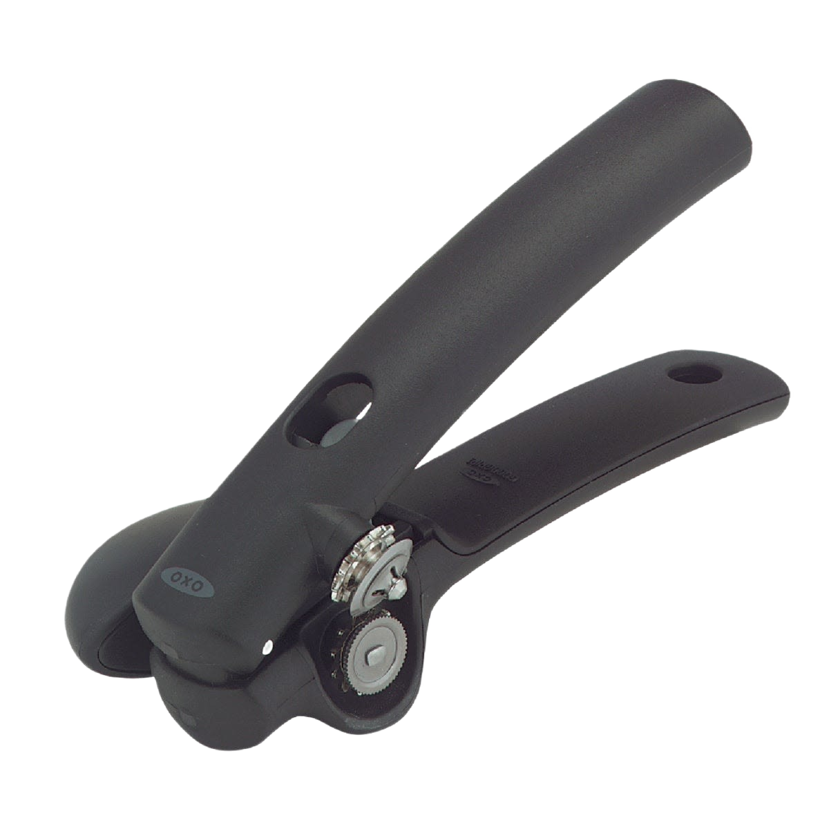 Black ergonomic kitchen can opener with snap-lock mechanism designed for comfortable use and reduced hand strain under $50 collection