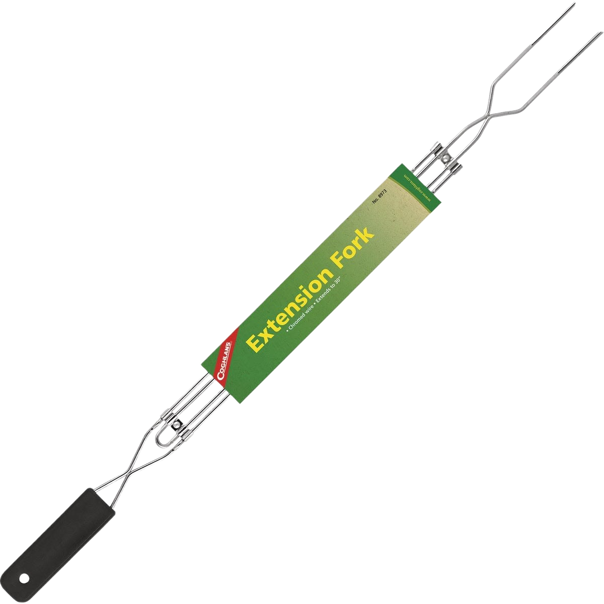 Chrome-plated roasting fork with black handle for outdoor grilling and campfire cooking under $50 collection