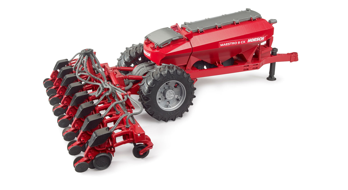Red detailed model agricultural seeder with multiple disc planting units and rugged large tires in Toys & Games collection