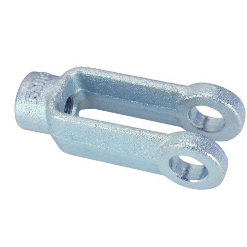 Metal deck lift linkage yoke part designed for John Deere equipment, used in automotive and mechanic tool applications