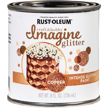 Can of copper-colored glitter paint for crafts and DIY projects in specialty paint and home improvement collections
