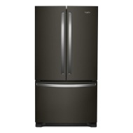 36-inch counter-depth French door refrigerator with bottom freezer and stainless steel handles in Appliances collection