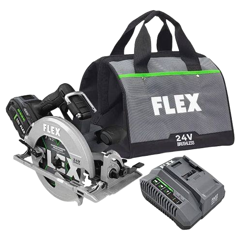 Cordless circular saw with brushless motor, battery charger, and carrying bag for power tools and woodworking sets