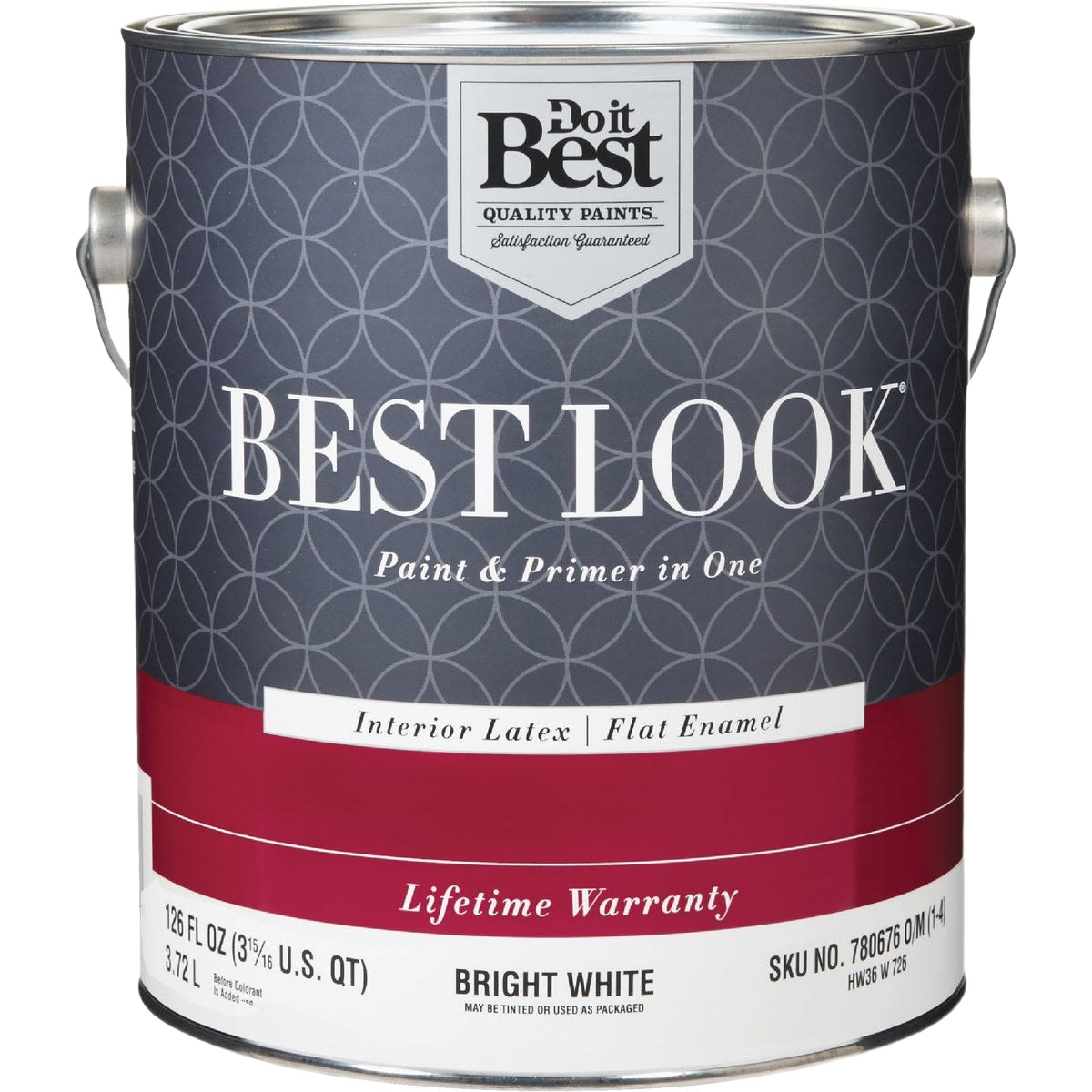 1 gallon can of bright white interior latex flat paint and primer in one for home improvement projects